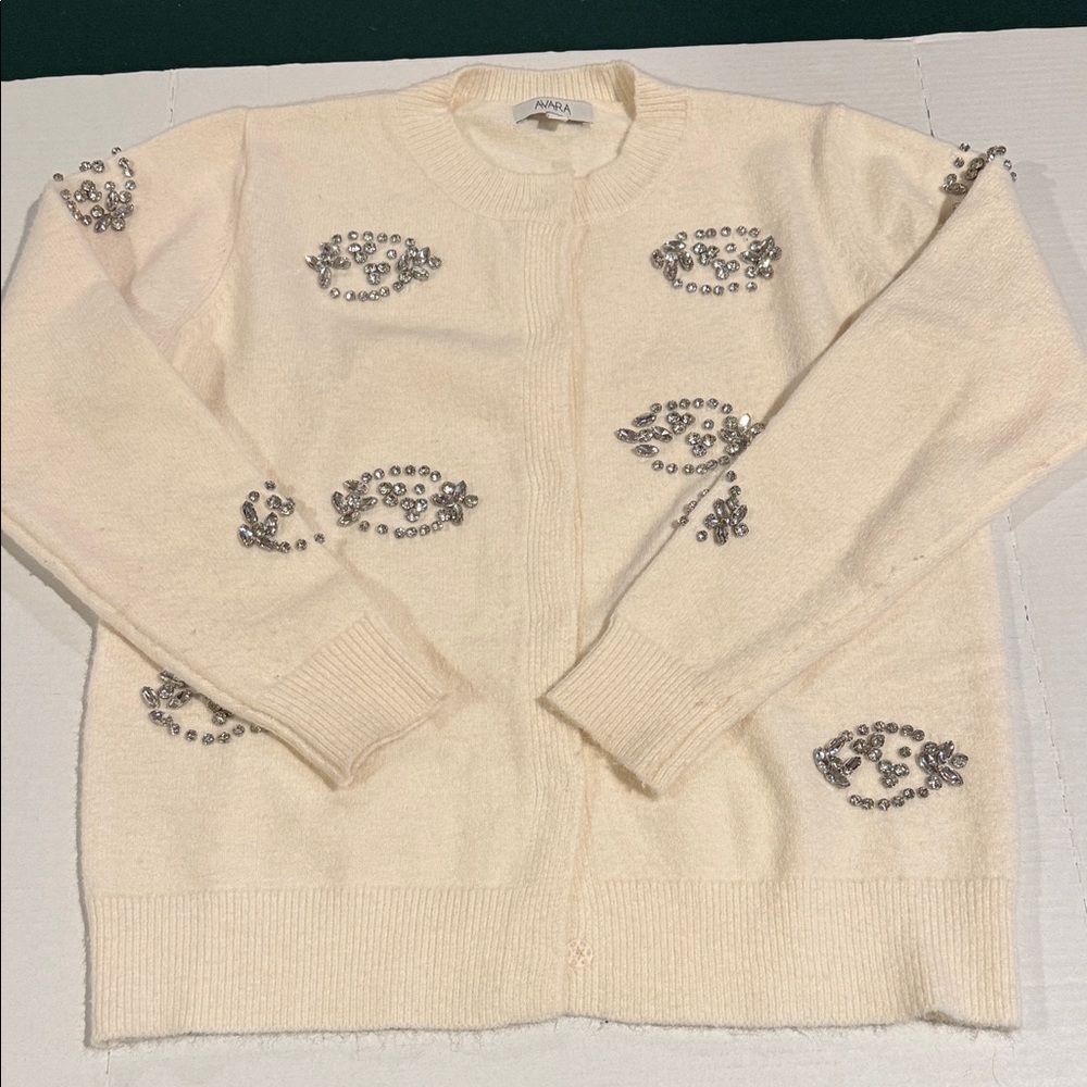 Elegant Cream Cardigan with Silver Accents